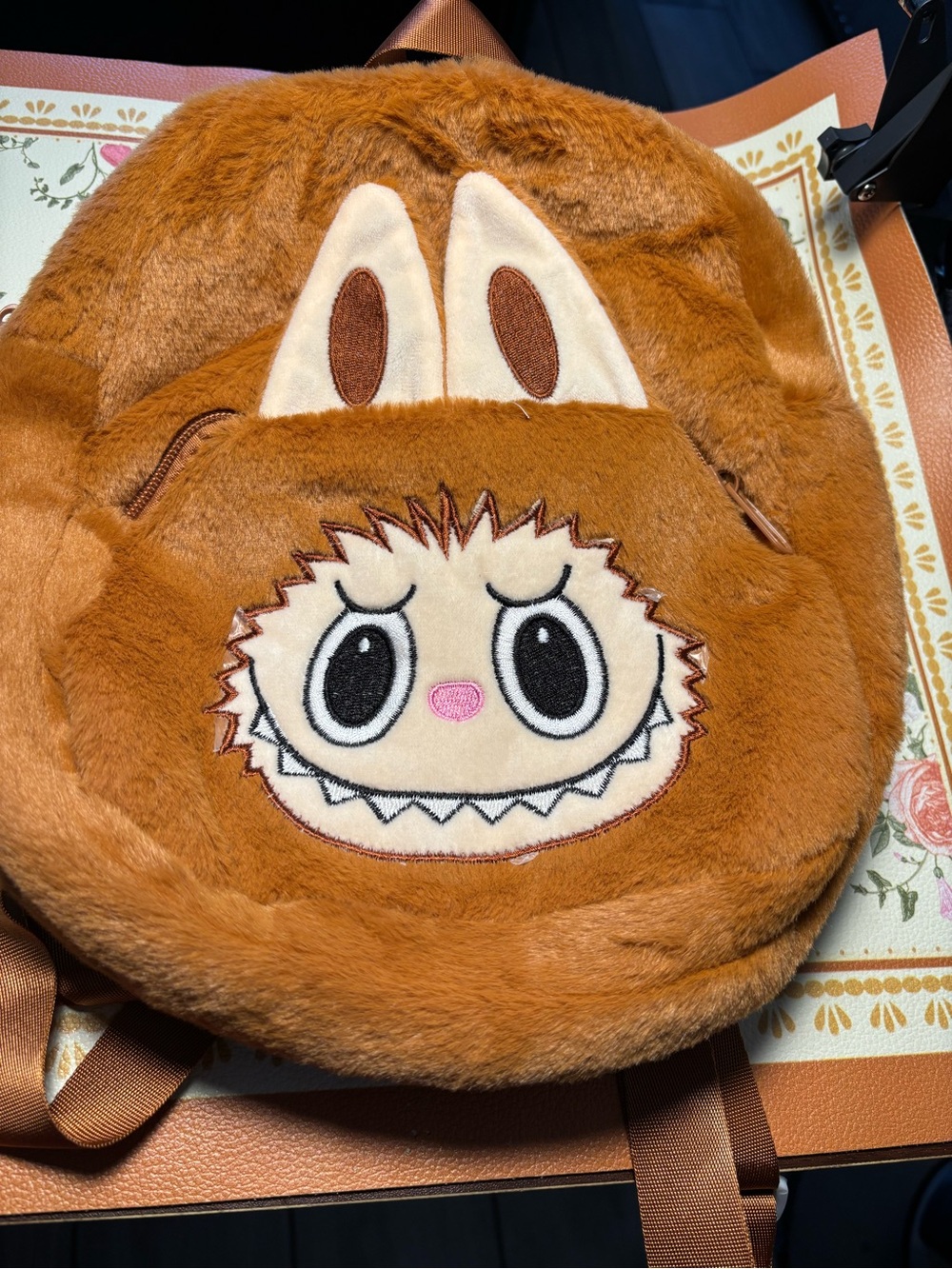 Source Unknown Plush Brown Bunny Monster Kids Backpack